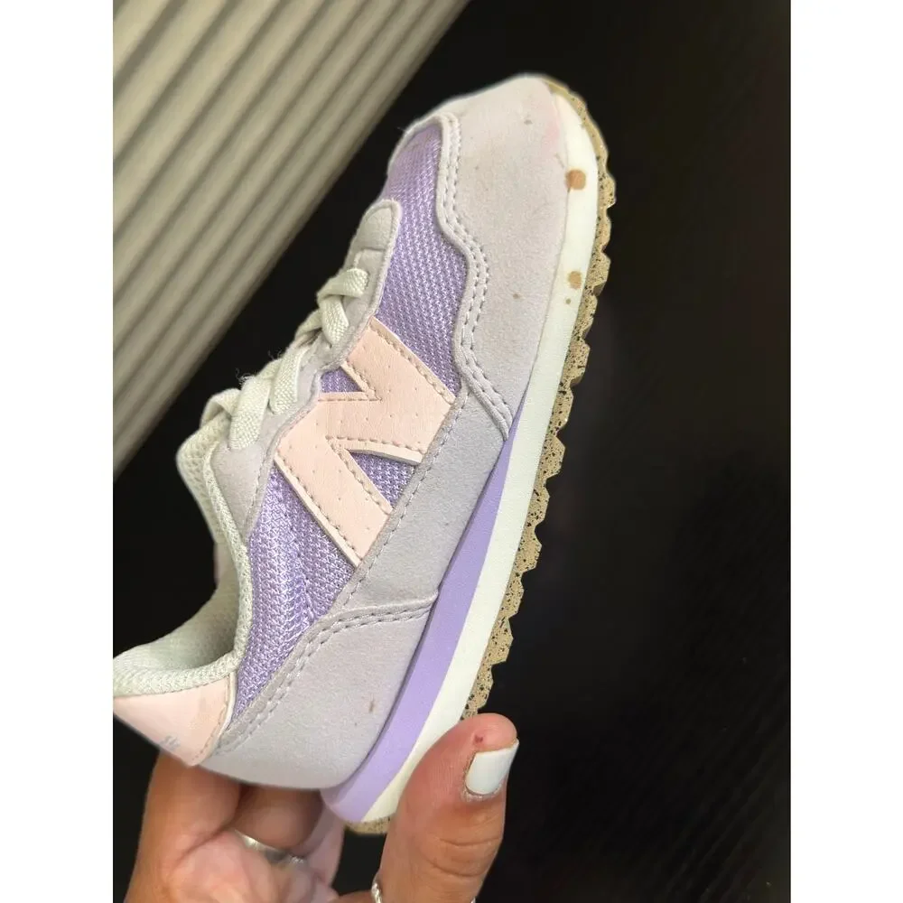 New Balance IH237HL Kids Size 10 Purple Pink Sneakers Running Shoes Hook Lace